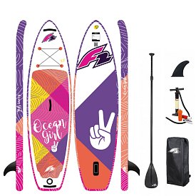 Deska SUP F2 OCEAN GIRL 9'2 PINK z wiosłem - pompowany paddleboard