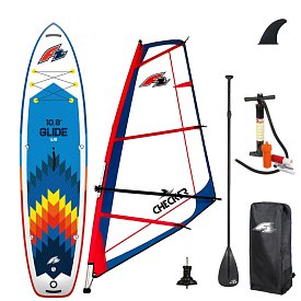 Zestaw windsurfingowy F2 GLIDE WINDSURF 10'8 BLUE + pędnik F2 CHECKER RIG - pompowany paddleboard, windsurfing, kajak